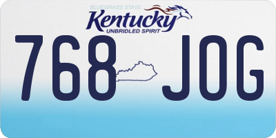 KY license plate 768JOG