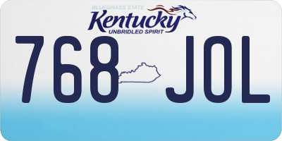 KY license plate 768JOL