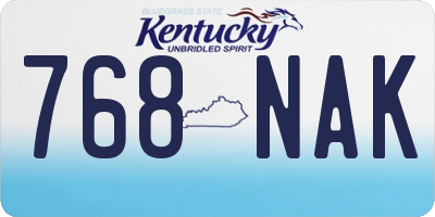 KY license plate 768NAK