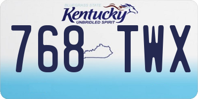 KY license plate 768TWX