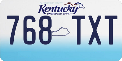 KY license plate 768TXT