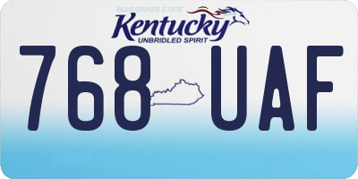 KY license plate 768UAF
