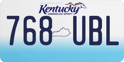 KY license plate 768UBL