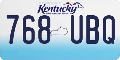 KY license plate 768UBQ