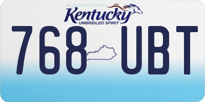 KY license plate 768UBT