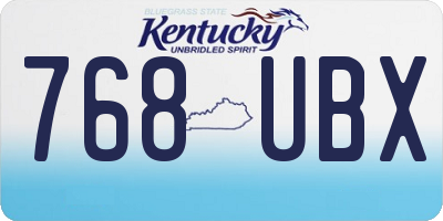 KY license plate 768UBX