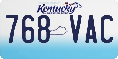 KY license plate 768VAC