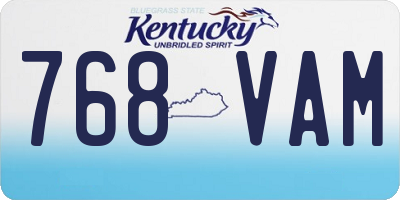 KY license plate 768VAM