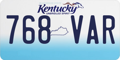 KY license plate 768VAR