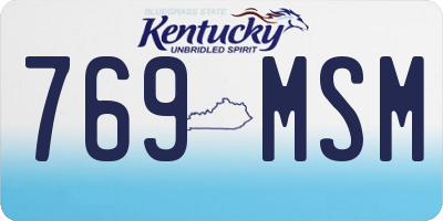 KY license plate 769MSM