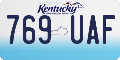 KY license plate 769UAF