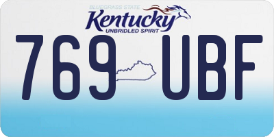 KY license plate 769UBF