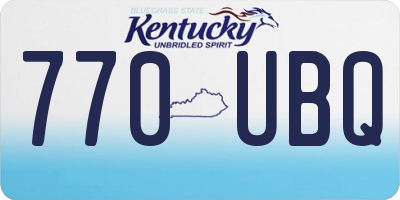 KY license plate 770UBQ