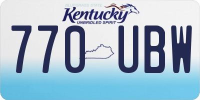 KY license plate 770UBW