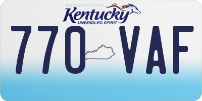 KY license plate 770VAF