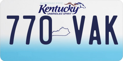 KY license plate 770VAK