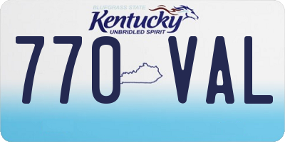 KY license plate 770VAL