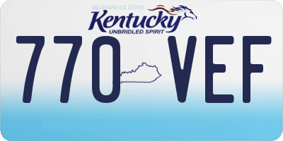 KY license plate 770VEF