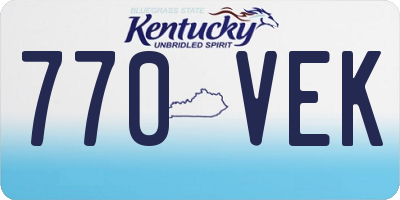 KY license plate 770VEK