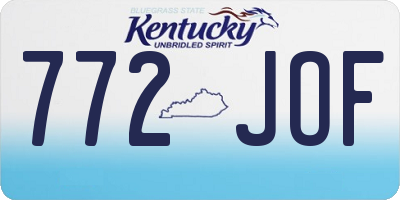 KY license plate 772JOF