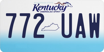 KY license plate 772UAW