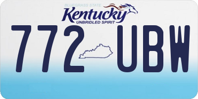 KY license plate 772UBW