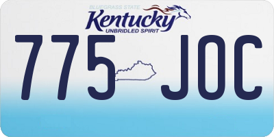KY license plate 775JOC