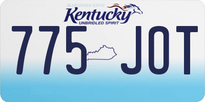 KY license plate 775JOT