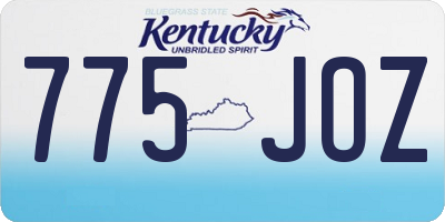KY license plate 775JOZ