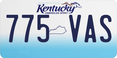 KY license plate 775VAS