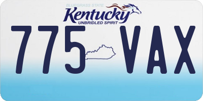 KY license plate 775VAX