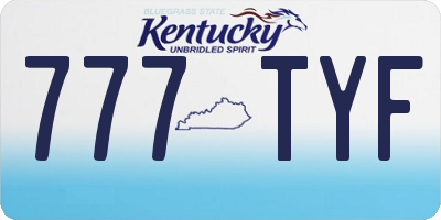KY license plate 777TYF