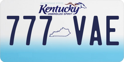 KY license plate 777VAE