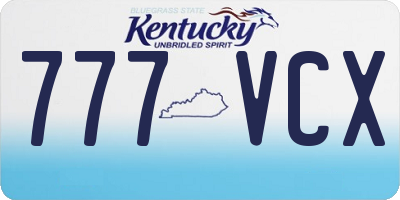 KY license plate 777VCX