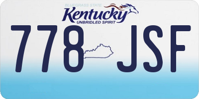 KY license plate 778JSF