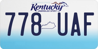 KY license plate 778UAF