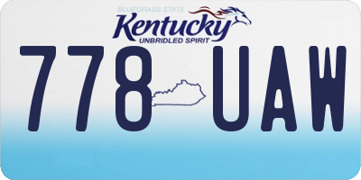 KY license plate 778UAW