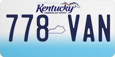 KY license plate 778VAN