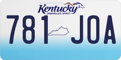 KY license plate 781JOA