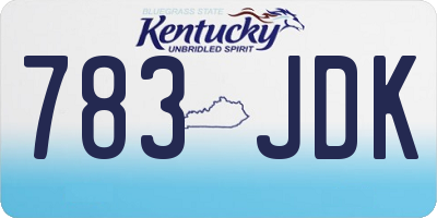 KY license plate 783JDK