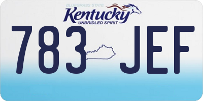 KY license plate 783JEF