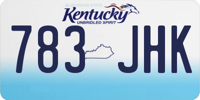 KY license plate 783JHK