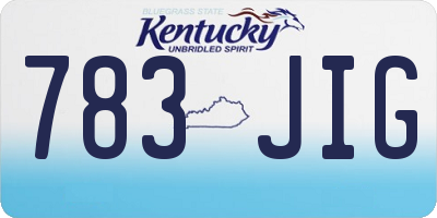 KY license plate 783JIG