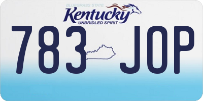 KY license plate 783JOP