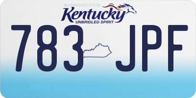 KY license plate 783JPF