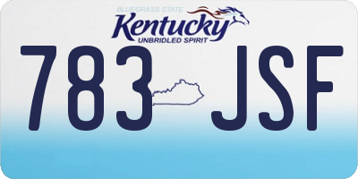 KY license plate 783JSF