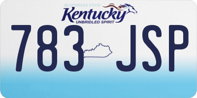 KY license plate 783JSP
