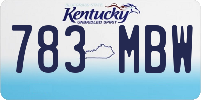 KY license plate 783MBW
