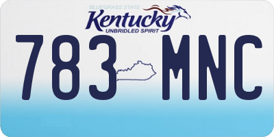 KY license plate 783MNC
