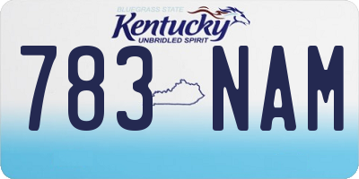 KY license plate 783NAM